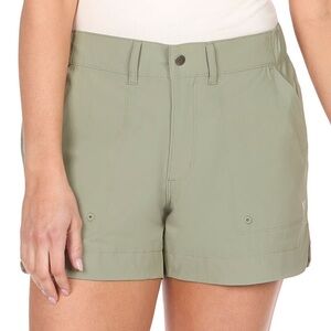 The American Outdoorsman Women’s Curved Hem 4" High Rise Shorts, M, Sage Green